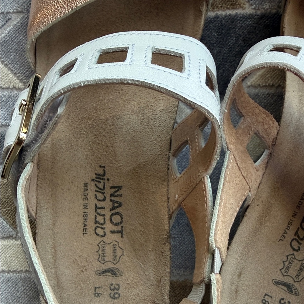 NAOT Two-Tone Rose Gold and White Sandals - Picture 2 of 4